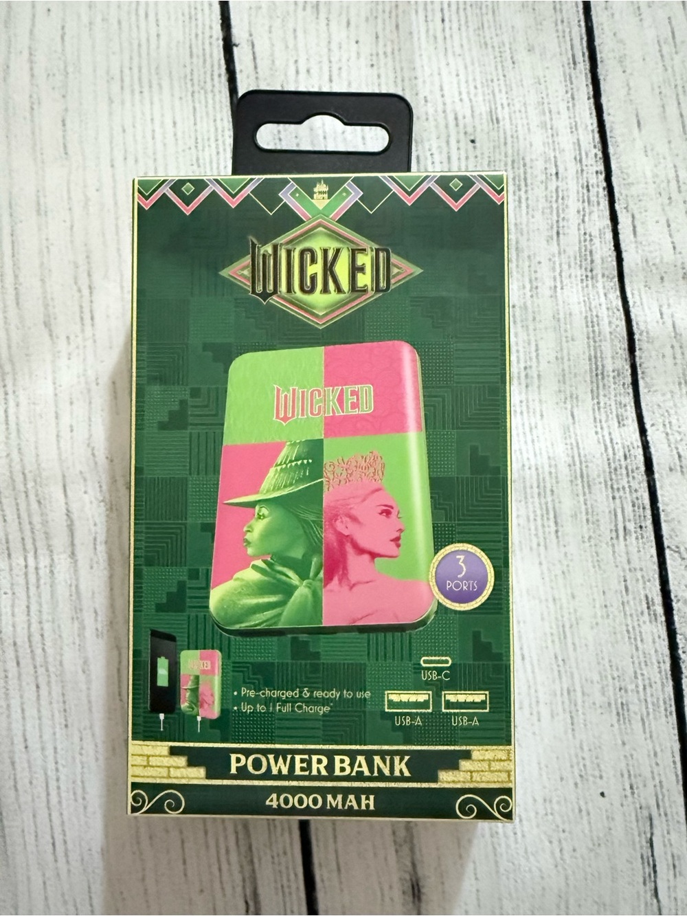 Wicked 4000mAh Pink & Green Power Bank Portable Charger